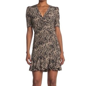 Veronica Beard Silk Snake Print Short Sleeve V Neck Sheath Dress size 12